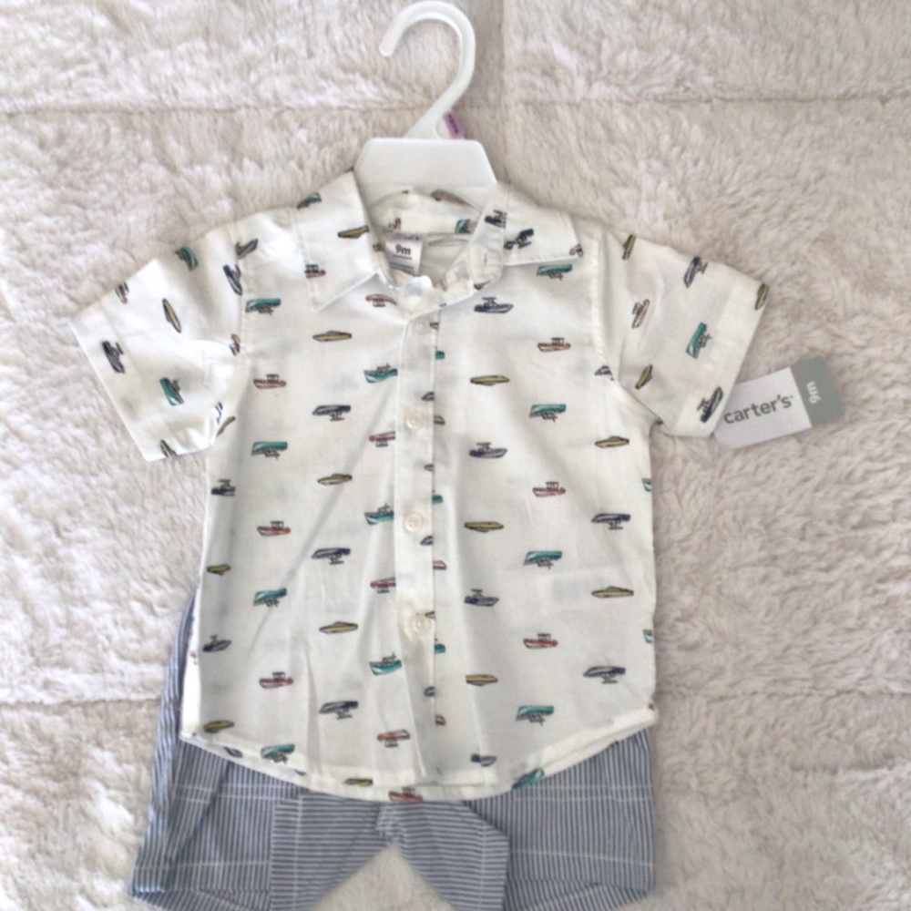 NEW CARTERS BABY SHIRT & SHORTS SETS - SIZE 9 MONTH AND 12 MONTH -  NWT